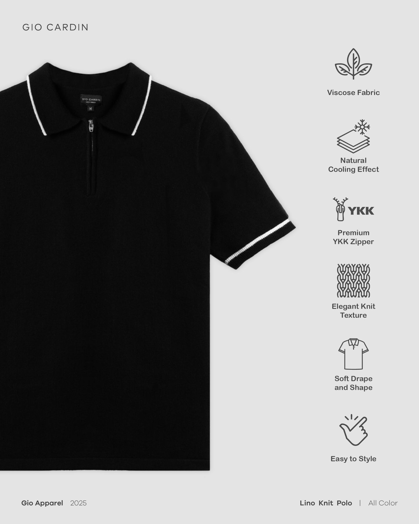 LINO KNIT POLO | BLACK | MEN