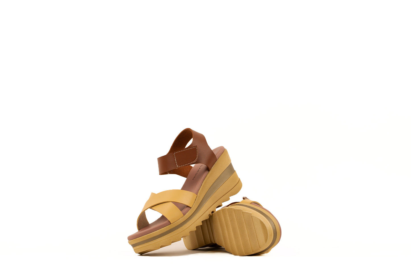 CANELA WEDGES SANDAL | TAN / YELLOW | WOMEN - Gio Cardin