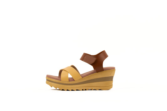 CANELA WEDGES SANDAL | TAN / YELLOW | WOMEN - Gio Cardin